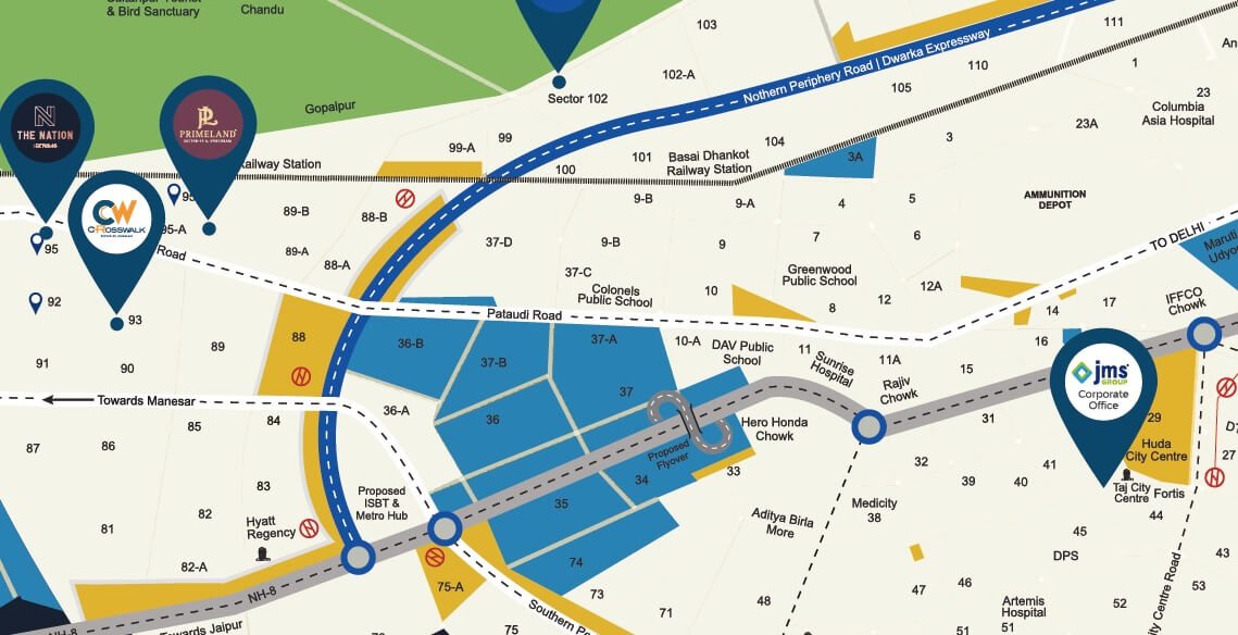 Jms-the-nation-sector-95-gurgaon-location-map
